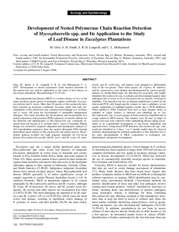 (PDF) Development of a nested polymerase chain reaction assay for the ...