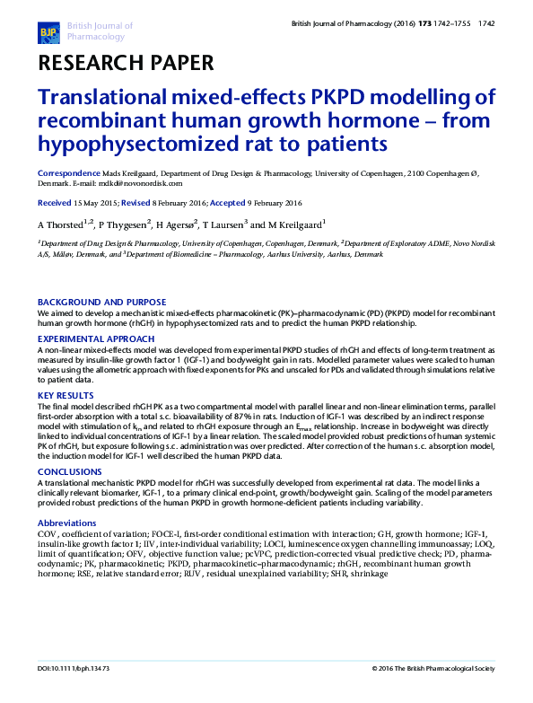 (PDF) Translational mixed-effects PKPD modelling of recombinant human ...