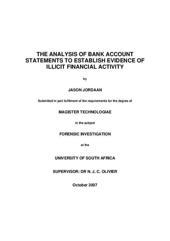 (PDF) The analysis of bank account statements to establish evidence of ...