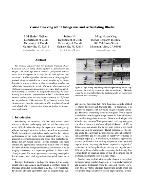 (PDF) Visual tracking with histograms and articulating blocks