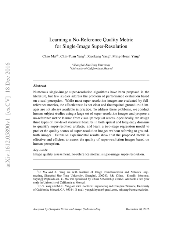 (PDF) Learning a no-reference quality metric for single-image super ...