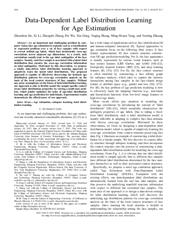 (PDF) Data-Dependent Label Distribution Learning for Age Estimation