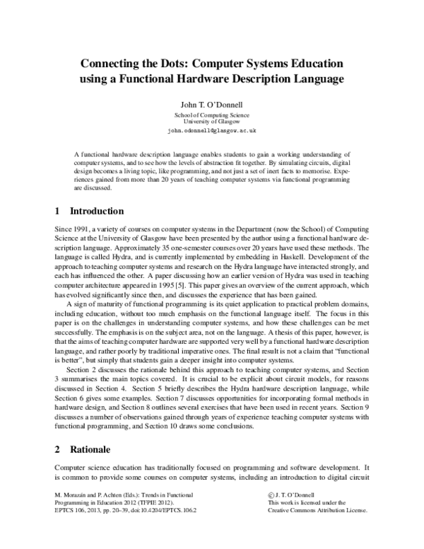 (PDF) Connecting the Dots: Computer Systems Education using a ...