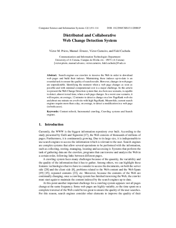 (PDF) Distributed and collaborative web change detection system