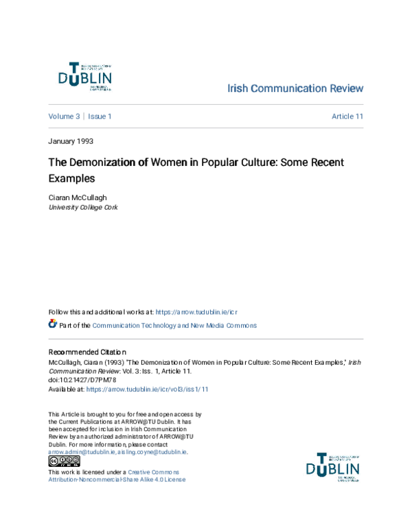 (PDF) The Demonization of Women in Popular Culture: Some Recent Examples
