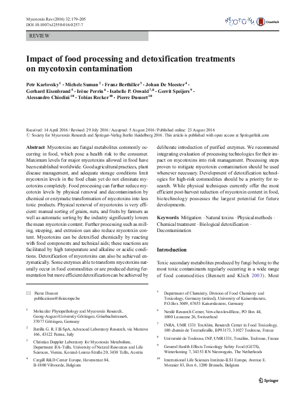 (PDF) Impact of food processing and detoxification treatments on