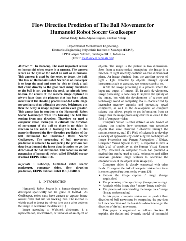 (PDF) Flow Direction Prediction of The Ball Movement for Humanoid Robot ...