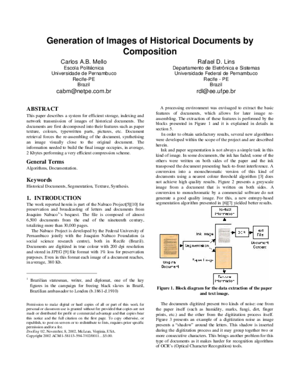 (PDF) Generation of images of historical documents by composition