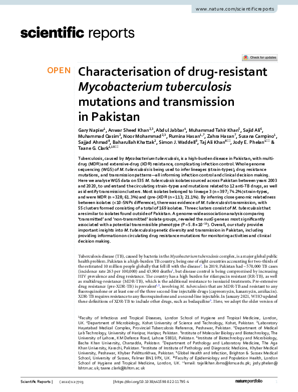 (PDF) Characterisation of drug-resistant Mycobacterium tuberculosis ...