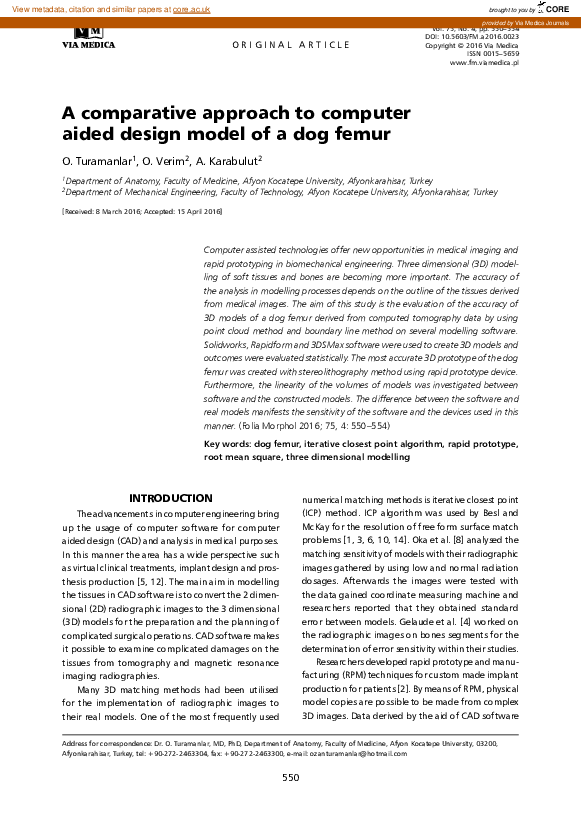 (PDF) A comparative approach to computer aided design model of a dog femur