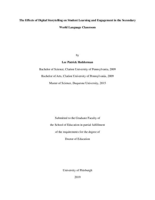 (PDF) The Effects of Digital Storytelling on Student Learning and ...