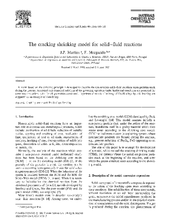 (PDF) The cracking shrinking model for solid-fluid reactions