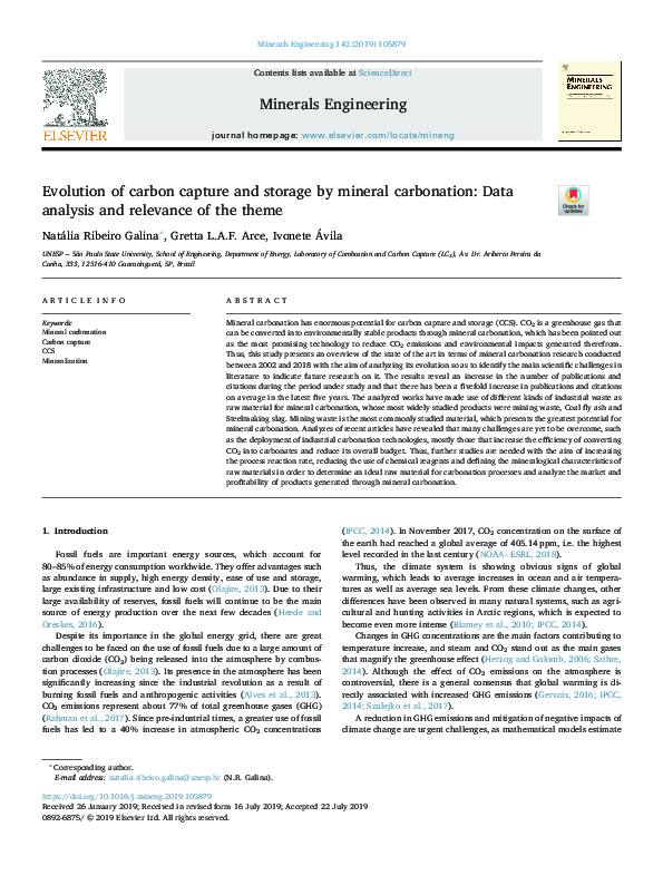 (PDF) Evolution of carbon capture and storage by mineral carbonation ...