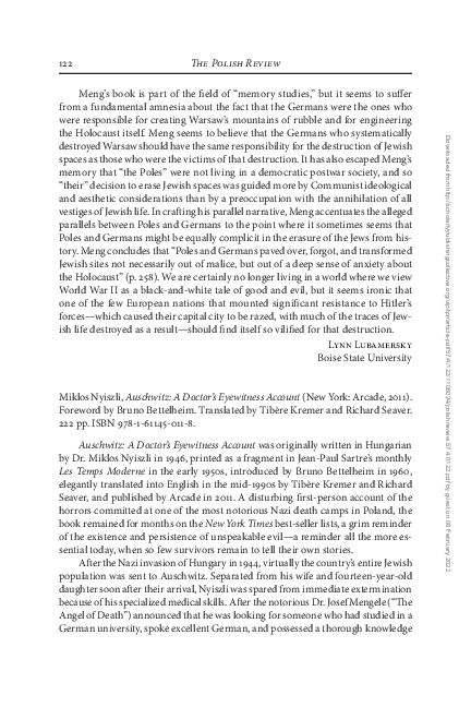 (PDF) Auschwitz: A Doctor's Eyewitness Account