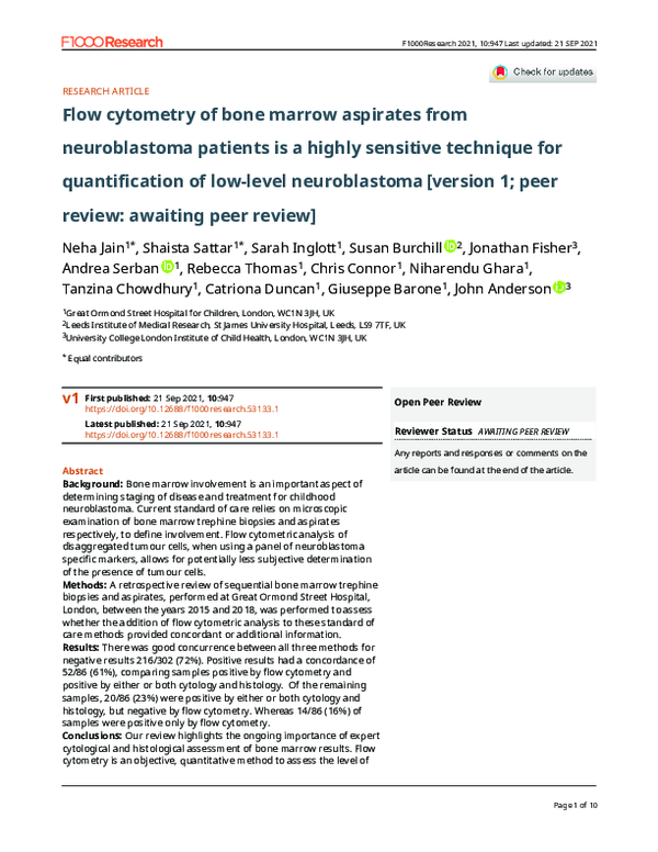 (PDF) Flow cytometry of bone marrow aspirates from neuroblastoma ...