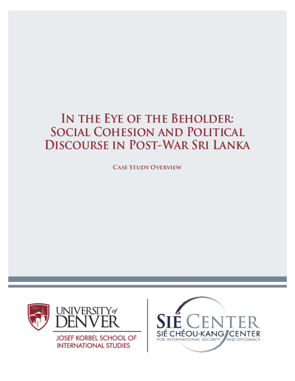 (PDF) In the Eye of the Beholder : Social Cohesion and Political ...