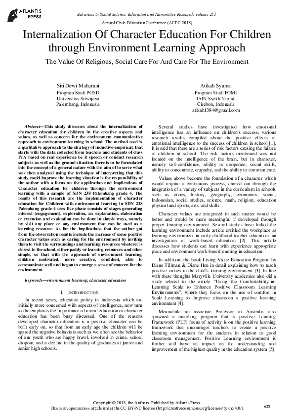 (PDF) Internalization Of Character Education For Children through ...