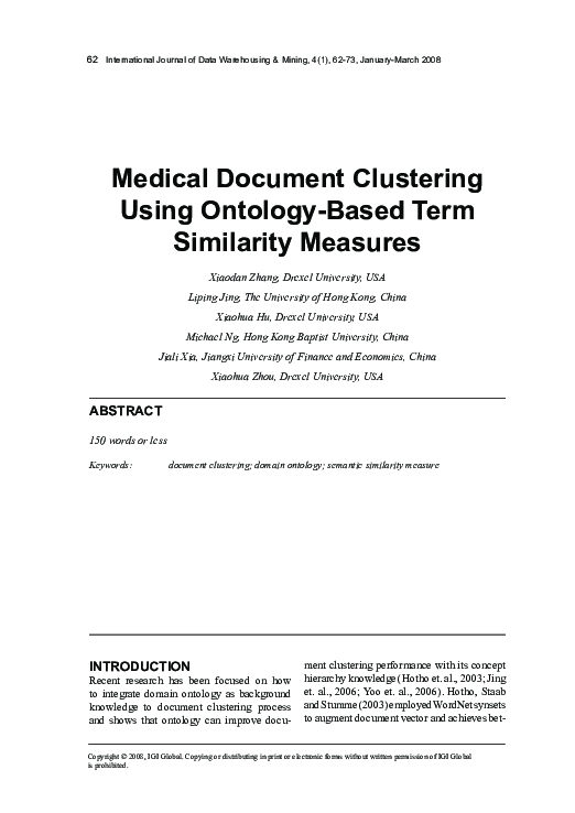 (PDF) Medical Document Clustering Using Ontology-Based Term Similarity ...