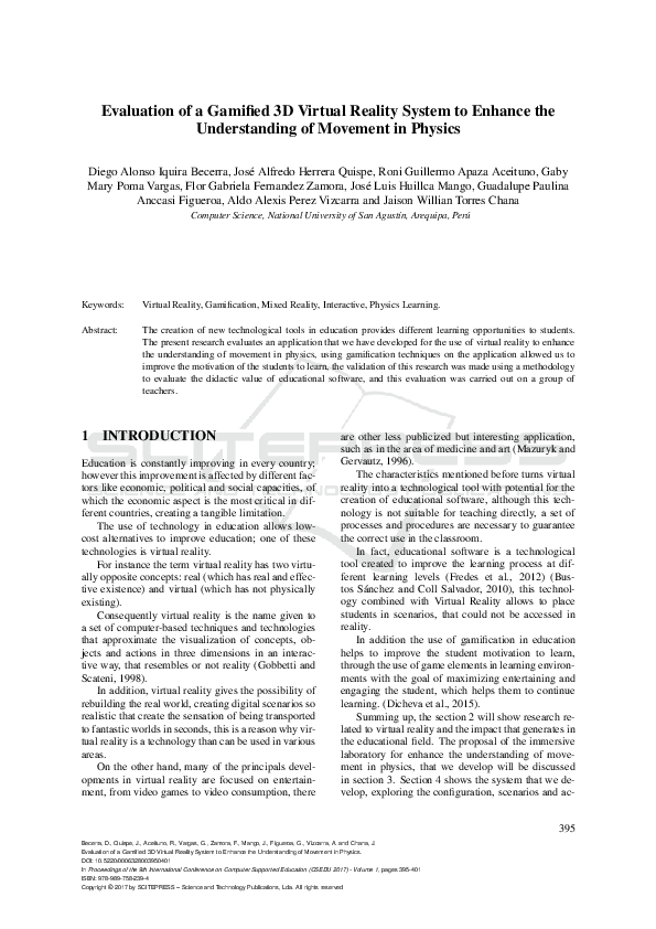 (PDF) Evaluation of a Gamified 3D Virtual Reality System to Enhance the ...