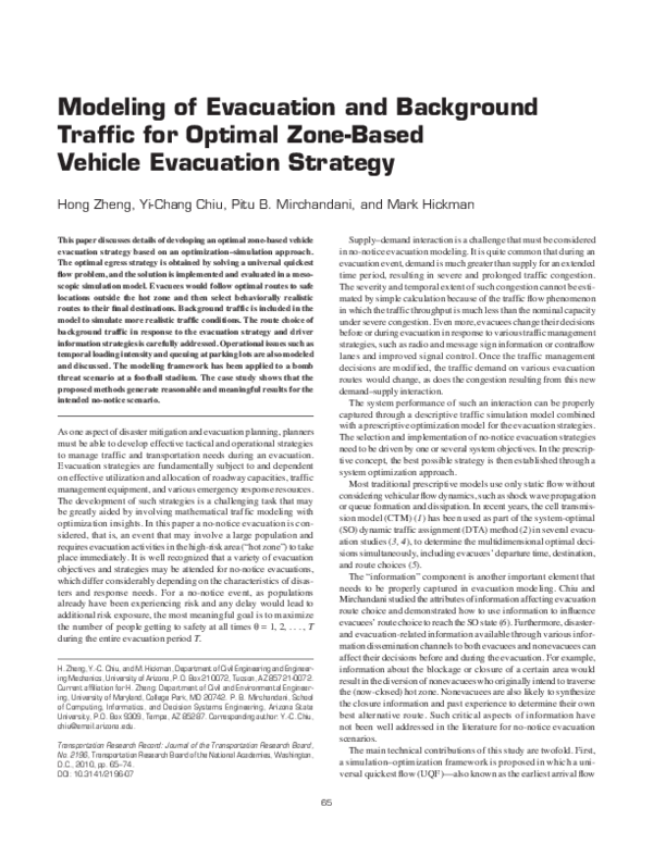 (PDF) Modeling of Evacuation and Background Traffic for Optimal Zone ...