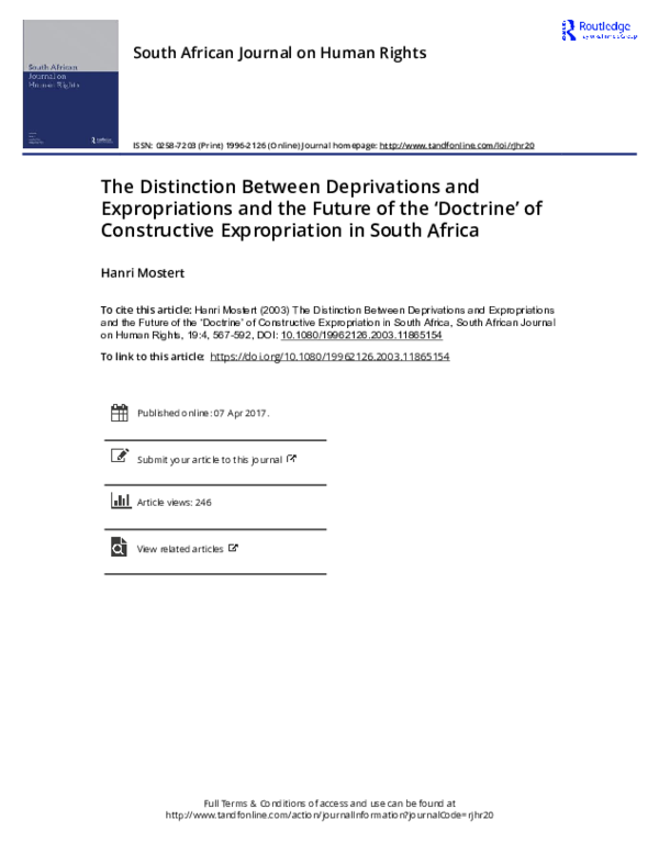 (PDF) The Distinction Between Deprivations and Expropriations and the ...