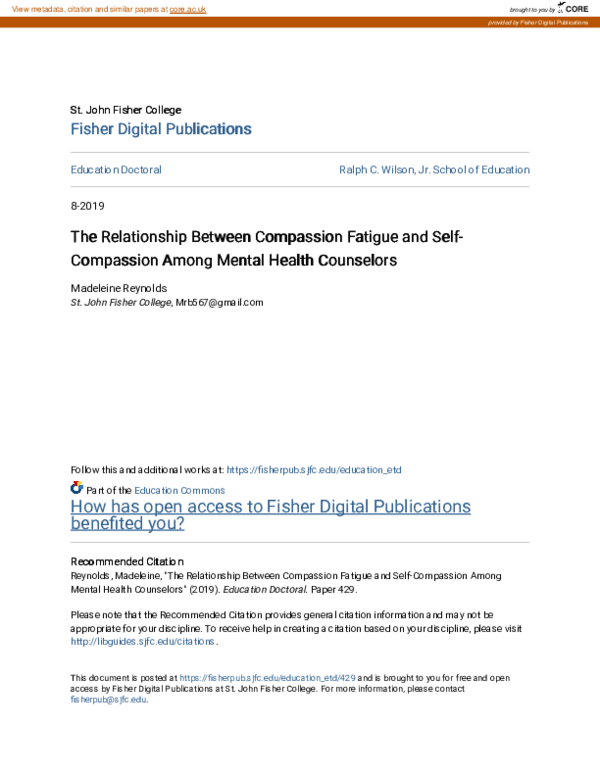(PDF) The Relationship Between Compassion Fatigue and Self-Compassion ...