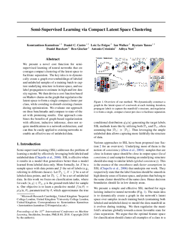 (PDF) Semi-Supervised Learning via Compact Latent Space Clustering
