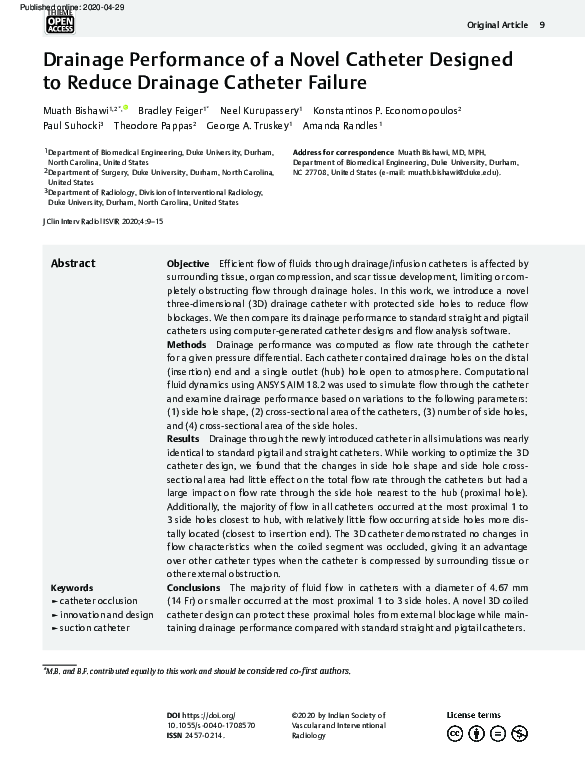 (PDF) Drainage Performance of a Novel Catheter Designed to Reduce ...