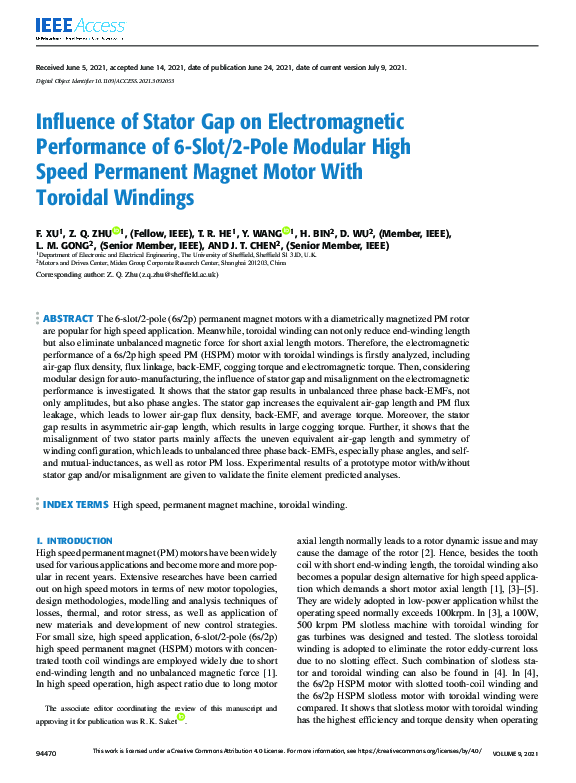 (PDF) Influence of Stator Gap on Electromagnetic Performance of 6-Slot ...
