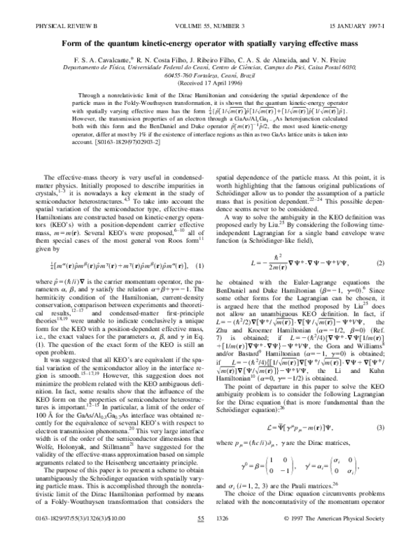 (PDF) Form of the quantum kinetic-energy operator with spatially ...