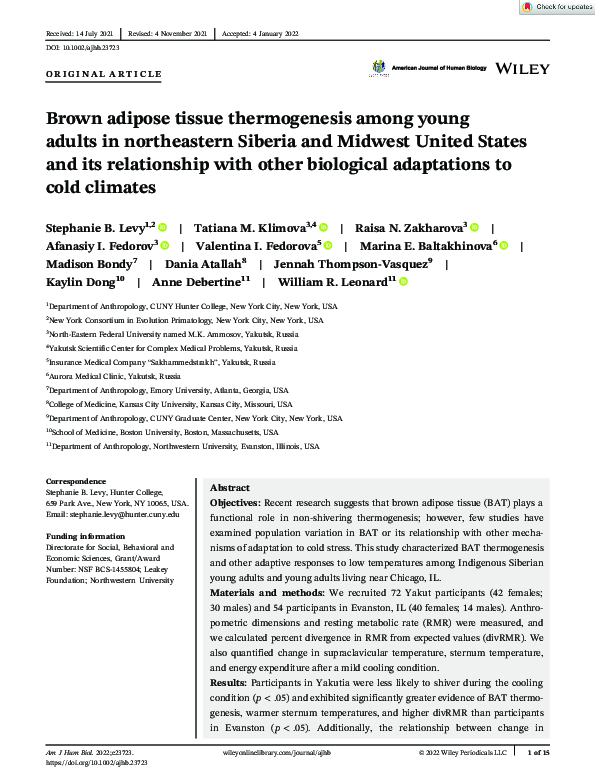 (PDF) Brown adipose tissue thermogenesis among young adults in ...