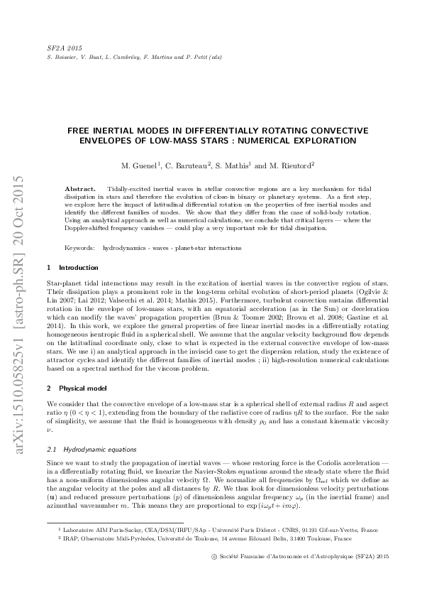 (PDF) Free inertial modes in differentially rotating convective ...