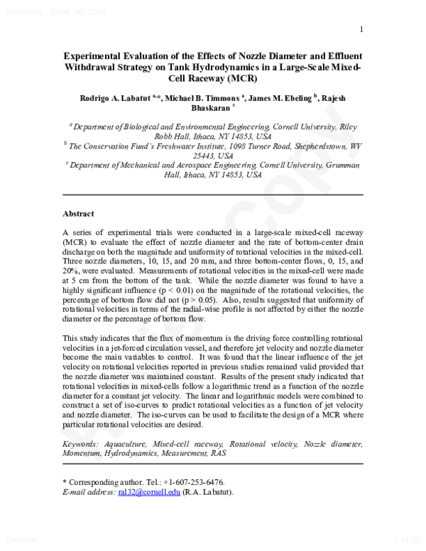 (PDF) Experimental Evaluation of the Effects of Nozzle Diameter and ...