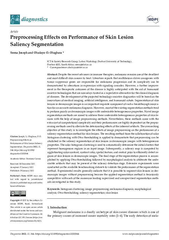 (PDF) Preprocessing Effects on Performance of Skin Lesion Saliency ...