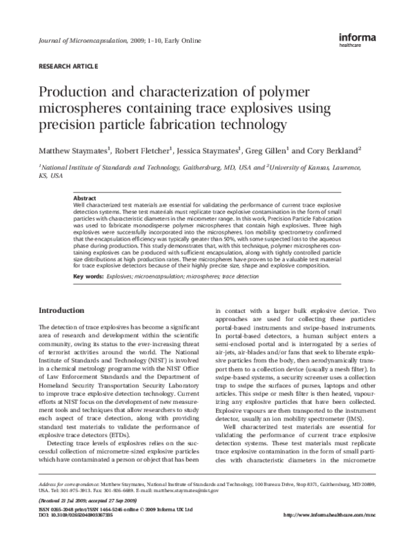 (PDF) Production and characterization of polymer microspheres ...