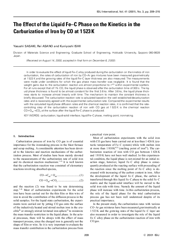 (PDF) The Effect of the Liquid Fe-C Phase on the Kinetics in the ...