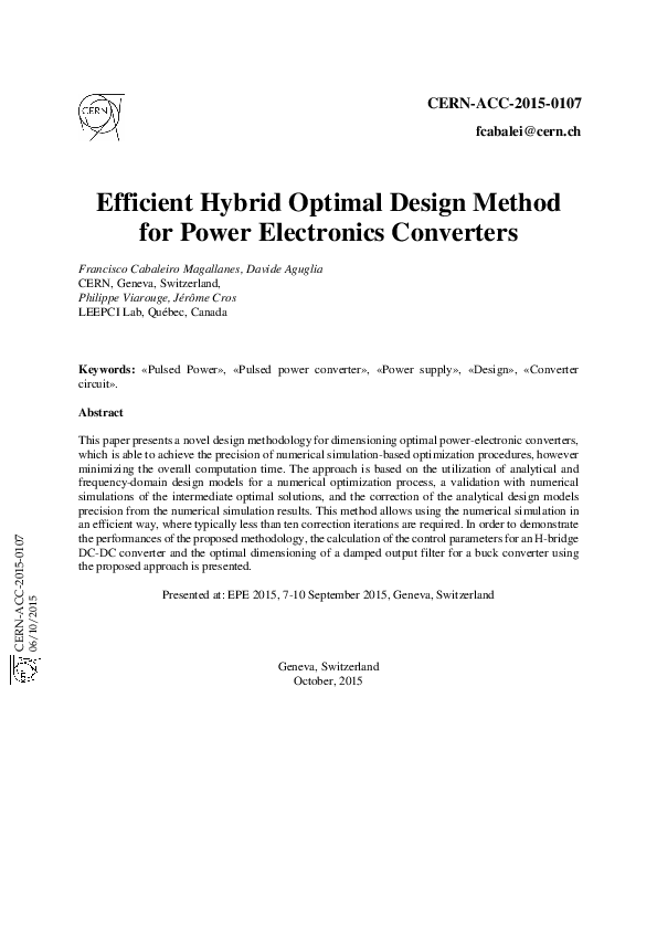 (PDF) Efficient hybrid optimal design method for power electronics ...