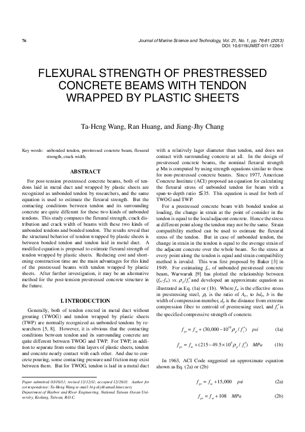 (PDF) Flexural Strength of Prestressed Concrete Beams