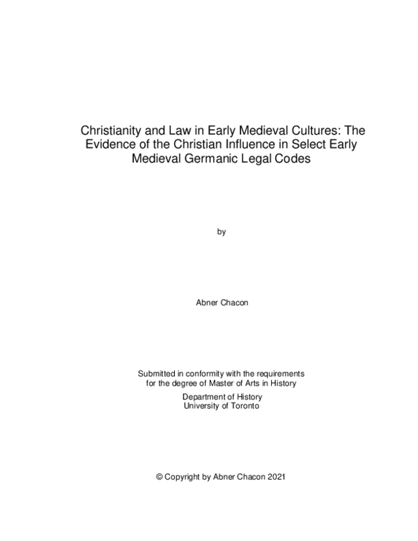 (PDF) Christianity and Law in Early Medieval Cultures: The Evidence of ...