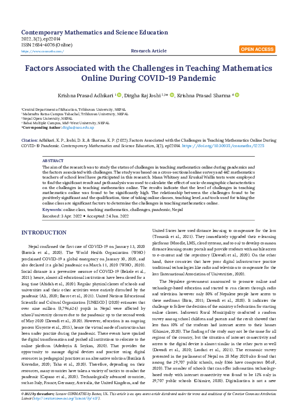 (PDF) Factors Associated with the Challenges in Teaching Mathematics ...