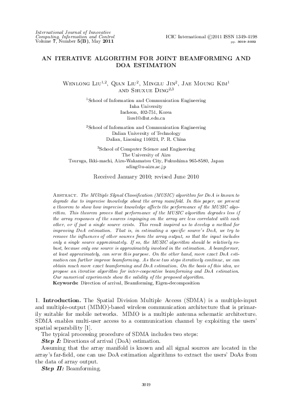 (PDF) An Iterative Algorithm for Joint Beamforming and Doa Estimation