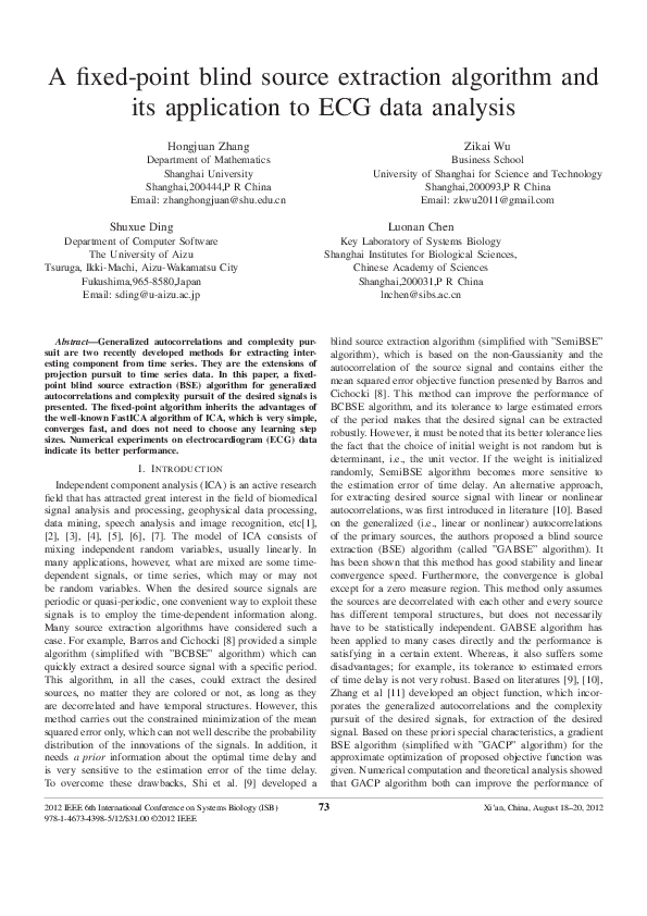 (PDF) A fixed-point blind source extraction algorithm and its ...