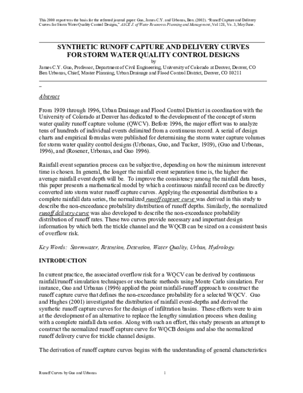 (PDF) Runoff Capture and Delivery Curves for Storm-Water Quality ...