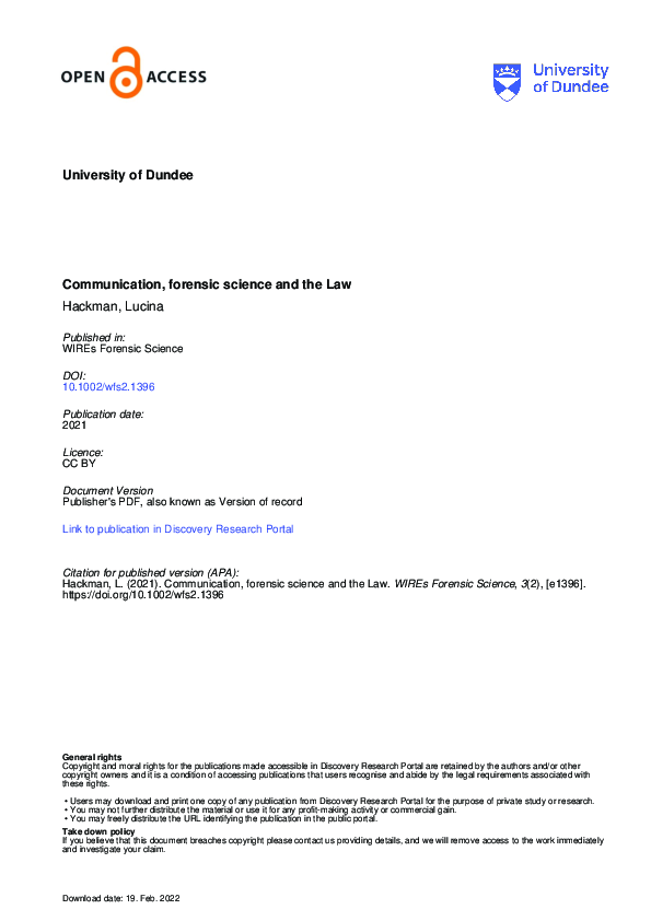 (PDF) Communication, forensic science, and the law