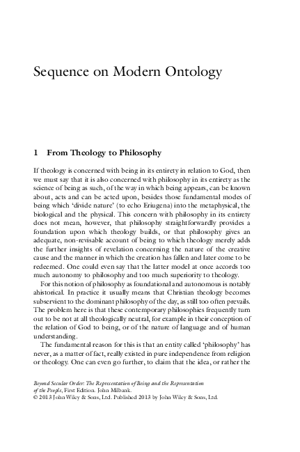 (PDF) Beyond Secular Order: The Representation of Being and the ...