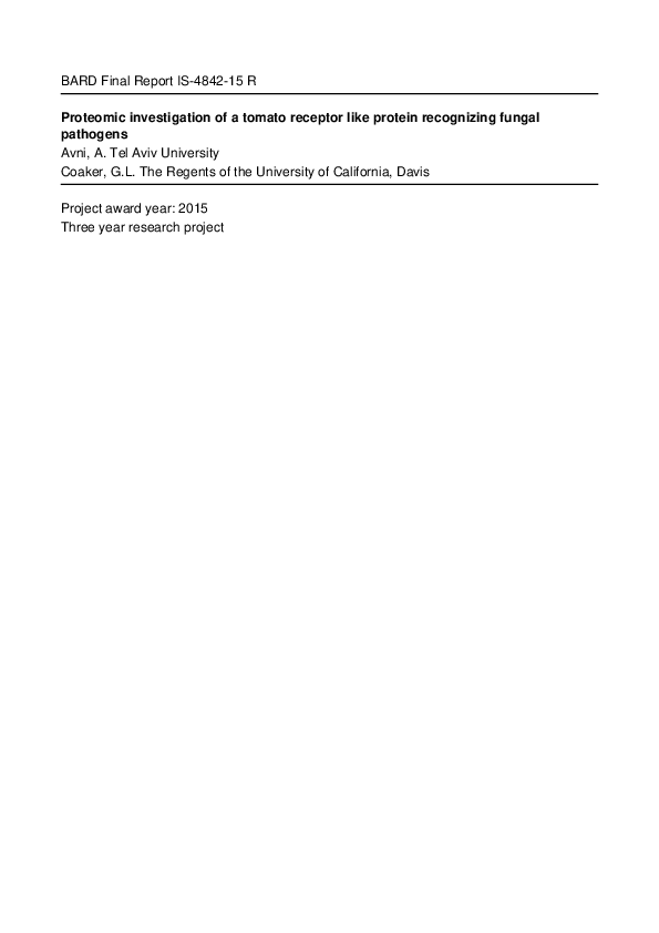 (PDF) Proteomic investigation of a tomato receptor like protein ...