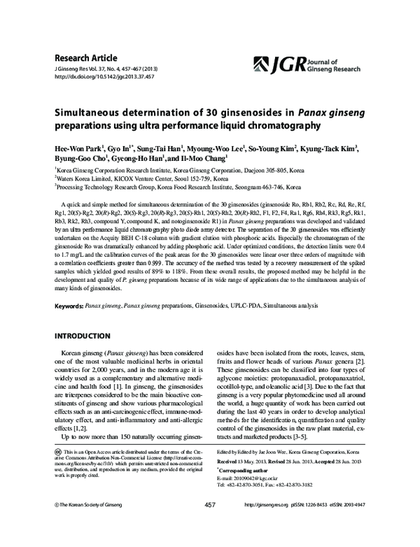 (PDF) Simultaneous determination of 30 ginsenosides in Panax ginseng ...