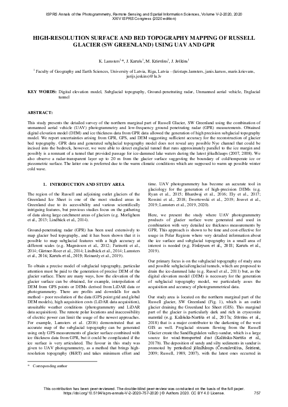 (PDF) HighResolution Surface and Bed Topography Mapping of Russell