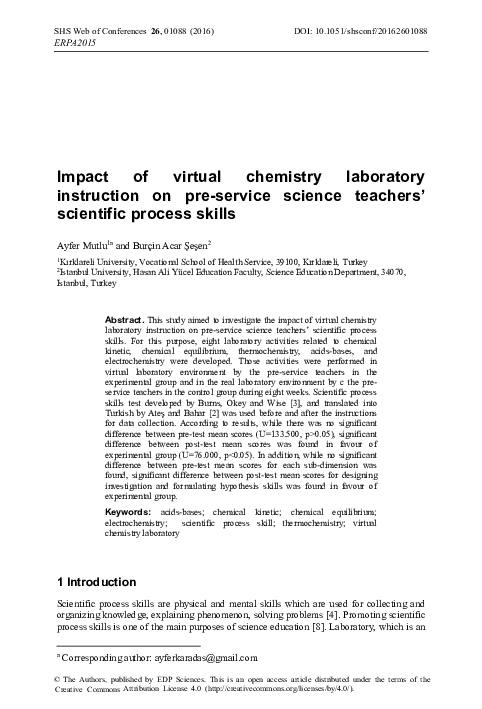 (PDF) Impact of virtual chemistry laboratory instruction on pre-service ...