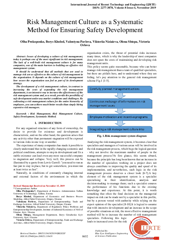  pdf risk management culture as a systematic method for ensuring